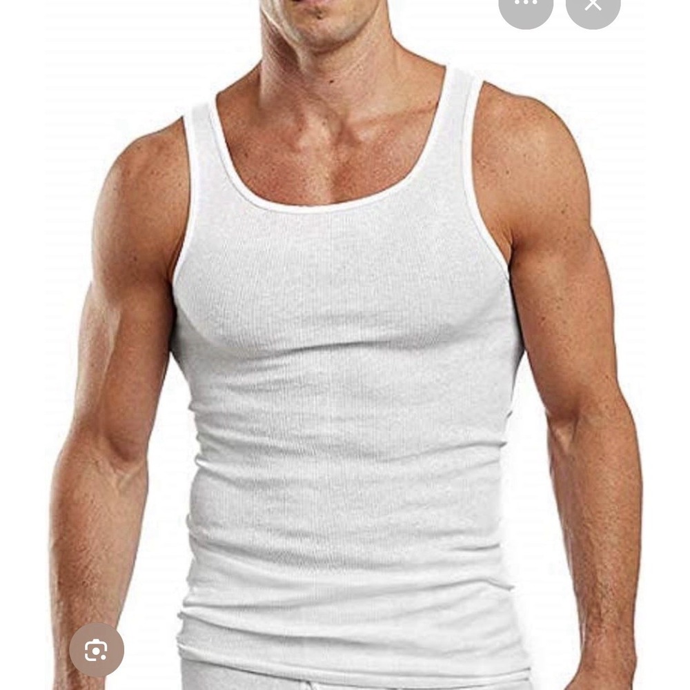 Lot Of 3 HANES men's Grey Cotton Tank Top Wife Beater Shirt Size Medium M NWOT